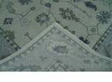 Antique multi size Hand Knotted Beige and Silver Traditional Floral Oushak wool Area Rug