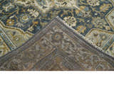 Antique Muted Traditional Heriz Serapi Medallion Blue ,Beige and Brown Hand knotted Custom made wool Area Rug