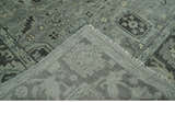 Antique Oushak Silver and Charcoal Multi size Wool Area Rug