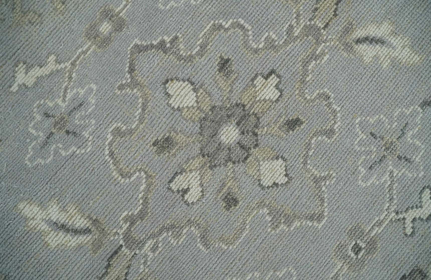 Antique Style Pastel Silver, Beige and Gray Low Pile Multi Size Oushak wool Area Rug
