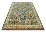 Antique look Hand knotted Green, Ivory and Gray Traditional Large design Multi Size wool Area Rug