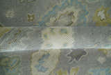 Antique Silver Hand Knotted Oushak Wool Area Rug