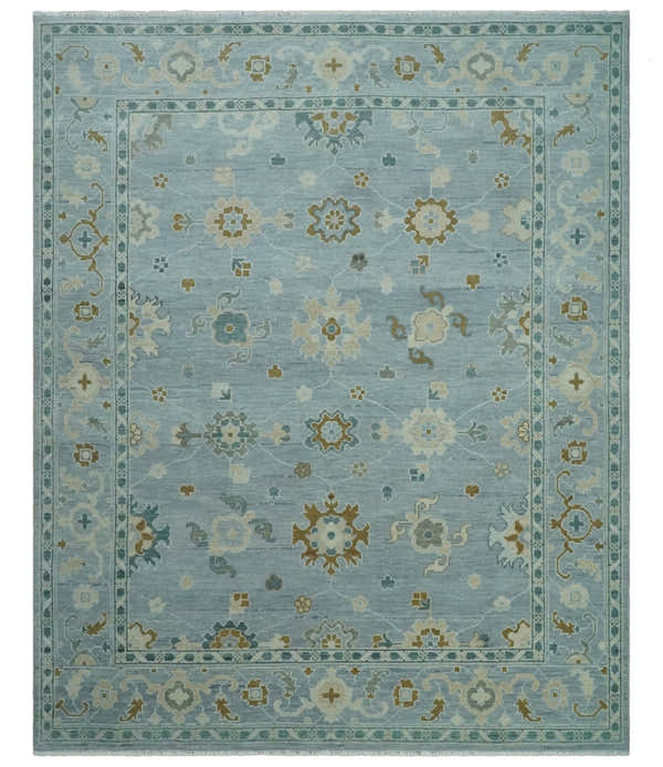 Antique Silver Multi Size Hand Knotted Turkish Style Oushak Traditional Area Rug, Living Room Rug