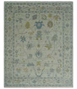 Antique Silver Hand knotted Traditional Multi Size Oushak Wool area Rug