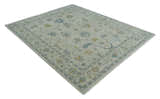 Antique Silver Hand knotted Traditional Multi Size Oushak Wool area Rug