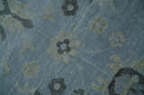 Antique style Blue, Silver and Charcoal Hand Knotted Oushak Wool Area Rug