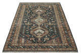 Antique Style Charcoal, Beige and Rust Hand knotted Custom Made wool Area Rug