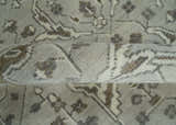 Antique Style Custom Made Traditional Silver and Brown Oriental Oushak Wool Area Rug