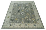 Antique look Taupe Silver and Beige Traditional Oushak Custom Made Wool Area Rug