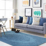 Victor Dark Blue Square Throw Pillow - Clearance