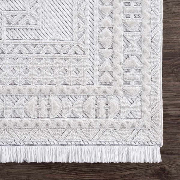 Sample Ivory Alya 3D Medallion Fringe @Area Rug - Clearance
