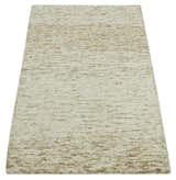 Beige and Ivory Shaded Solid Wool Hand Woven Multi Size Rug