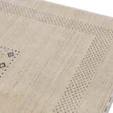 Beige Center Pattern Design Hand Loomed Wool Area Rug