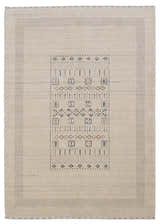 Beige Center Pattern Design Hand Loomed Wool Area Rug