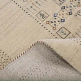 Beige Center Pattern Design Hand Loomed Wool Area Rug