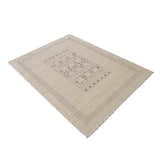 Beige Center Pattern Design Hand Loomed Wool Area Rug