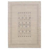 Beige Center Pattern Design Hand Loomed Wool Area Rug