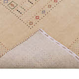 Beige Center Pattern Hand Loomed Wool Area Rug