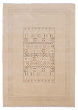 Beige Center Pattern Hand Loomed Wool Area Rug