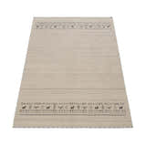 Beige Contemporary Pattern Hand Loomed Wool Area Rug
