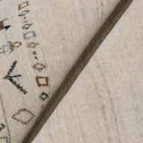 Beige Contemporary Pattern Hand Loomed Wool Area Rug