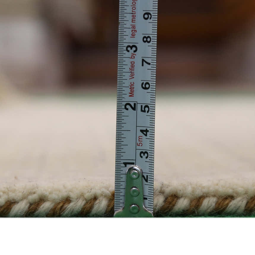Beige Contemporary Pattern Hand Loomed Wool Area Rug