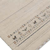 Beige Contemporary Pattern Hand Loomed Wool Area Rug