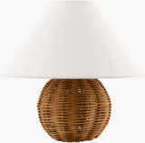 Orange Contemporary Table Lamp with rattan details for bedside or console tables