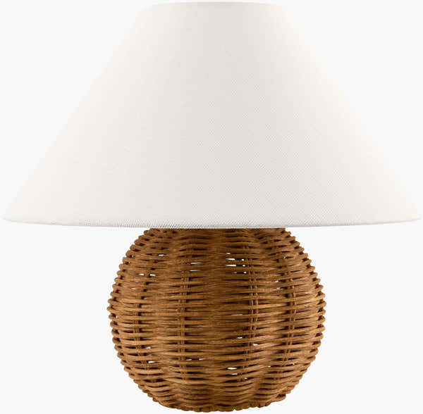 Orange Contemporary Table Lamp with rattan details for bedside or console tables