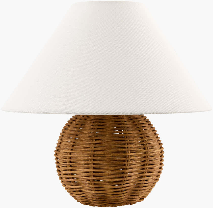 Orange Contemporary Table Lamp with rattan details for bedside or console tables