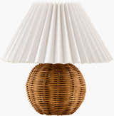 Soft Orange Traditional Table Lamp with rattan details for bedside or console tables