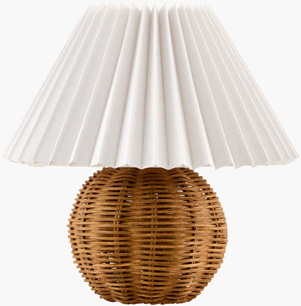 Soft Orange Traditional Table Lamp with rattan details for bedside or console tables