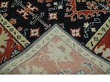 Black, Rust and Beige Traditional Oriental Hand Knotted Custom Made Wool Area Rug