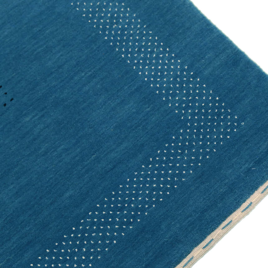 Blue And White Gabbeh Design Hand Loomed Wool Area Rug