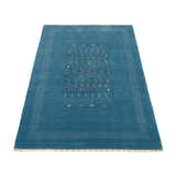 Blue And White Gabbeh Design Hand Loomed Wool Area Rug