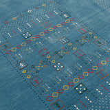 Blue And White Gabbeh Design Hand Loomed Wool Area Rug