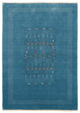 Blue And White Gabbeh Design Hand Loomed Wool Area Rug