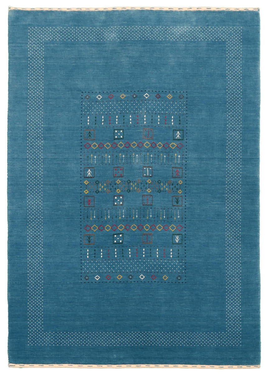 Blue And White Gabbeh Design Hand Loomed Wool Area Rug