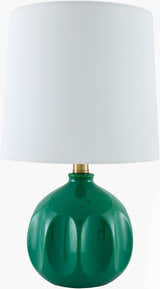 Deep Teal Modern Table Lamp with global details for bedside or console tables