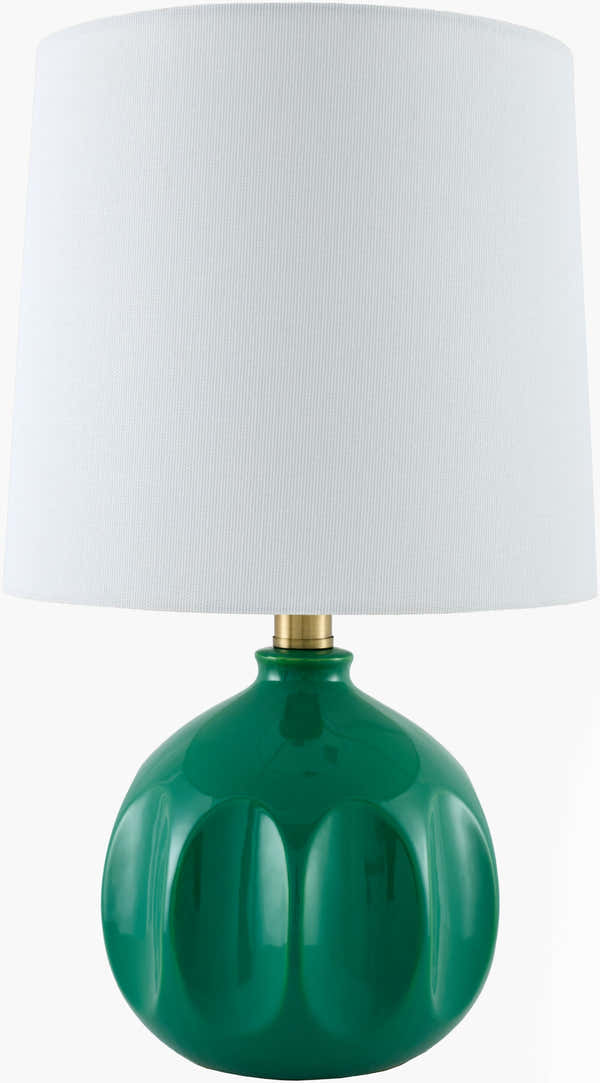 Deep Teal Modern Table Lamp with global details for bedside or console tables