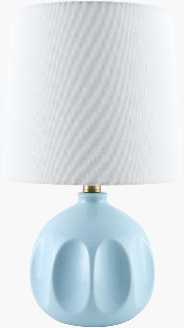 Aqua Modern Table Lamp with global details for bedside or console tables
