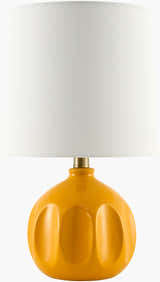 Soft Orange Modern Table Lamp with global details for bedside or console tables