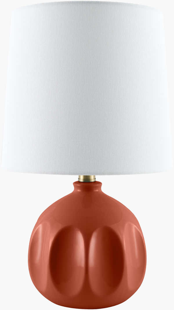 Brick Red Modern Table Lamp with global details for bedside or console tables