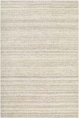 Close-up of the Fazou Light Gray rug. Hand woven wool rug in ash, light gray, and stone. Farmhouse style. Design-Rectangle-576
