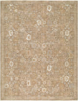 Close-up of the Penny Machine Woven Becki Owens x LIVABLISS Area Rug. Features ivory and tan floral pattern. Farmhouse style. Design-Rectangle-679