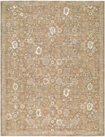 Close-up of the Penny Machine Woven Becki Owens x LIVABLISS Area Rug. Features ivory and tan floral pattern. Farmhouse style. Design-Rectangle-679