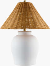 Soft Orange Traditional Table Lamp with global details for bedside or console tables