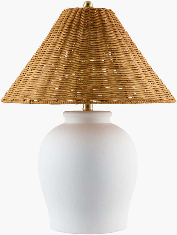 Soft Orange Traditional Table Lamp with global details for bedside or console tables
