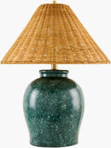 Deep Orange Traditional Table Lamp with global details for bedside or console tables