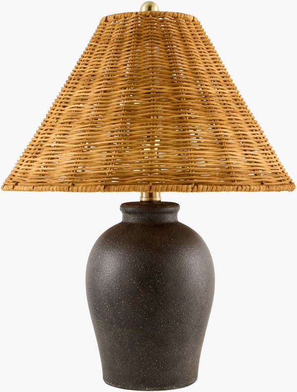 Rich Orange Traditional Table Lamp with rattan details for bedside or console tables